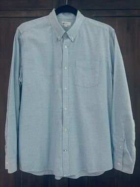 GAP Button-Down Shirt. Blue, Grey & White Pinstripe. 100% Cotton. Size XL
